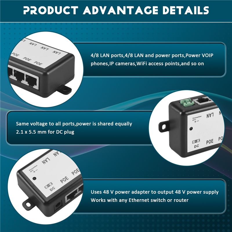 Injecteur PoE PHILE-8 ports, s - Power Over Ethernet avis et prix